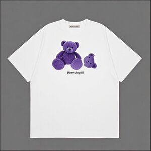 NWT Palm Angels Purple Broken Head Bear Short Sleeve